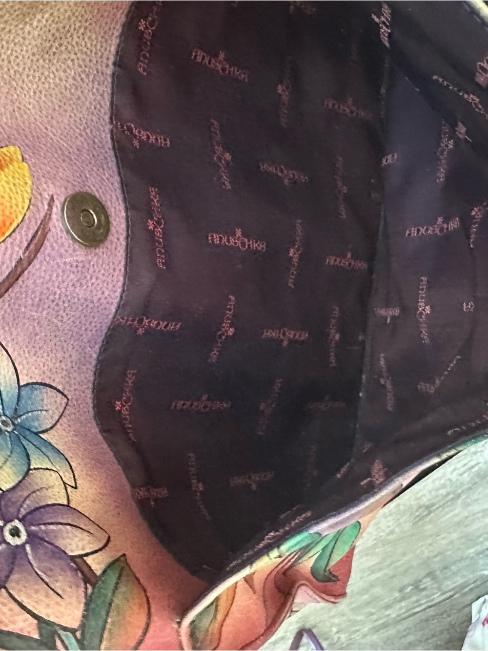 Anuschka # 181 large hobo tote and matching zip Around Wallet “Flying Jewels” - Picture 9 of 16